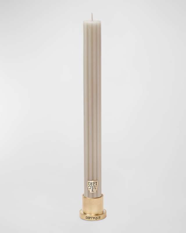 2.4 oz. Feu De Bois Scented Ribbed Taper Candle - Limited Edition